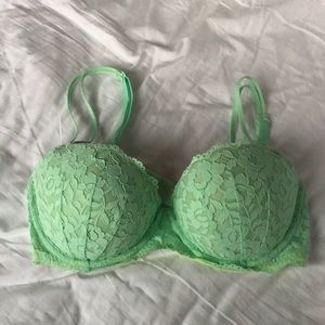 Mint green lace bra from Victoria’s Secret Pink
